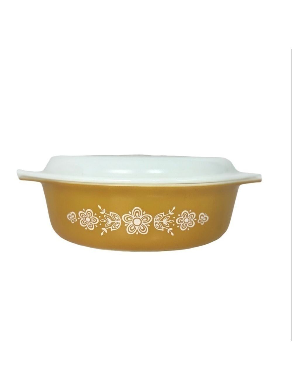 Vintage 70s Pyrex Butterfly Gold Casserole Dish With Lid 2 1/2 Quart